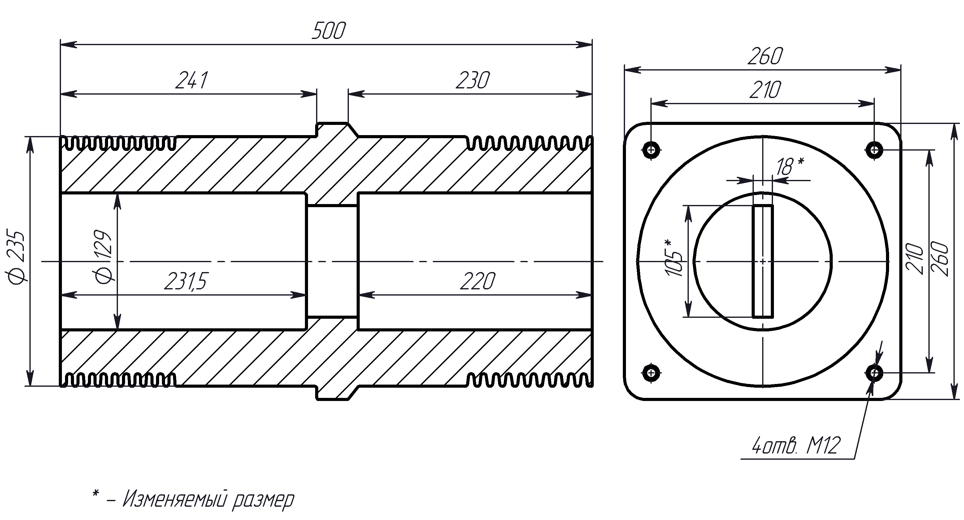 Изолятор проходной ИП-35-235x500