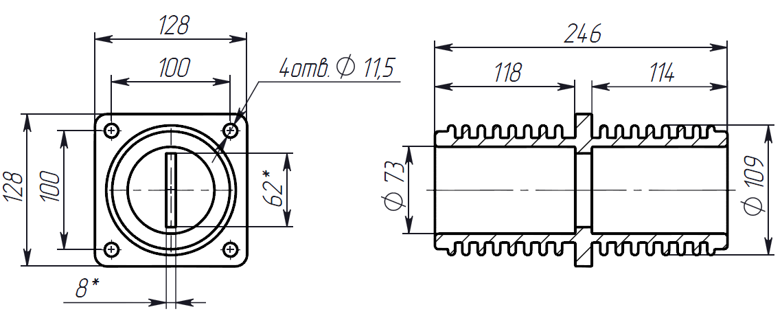 Изолятор проходной ИП-10-100x100x255