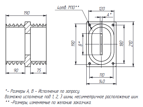 Изолятор проходной ИП-10-110x180