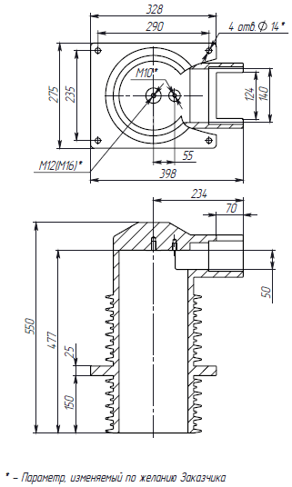 Изолятор проходной угловой ИПУ-35-235x290