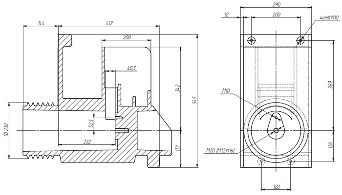 Изолятор проходной угловой ИПУ-35-606